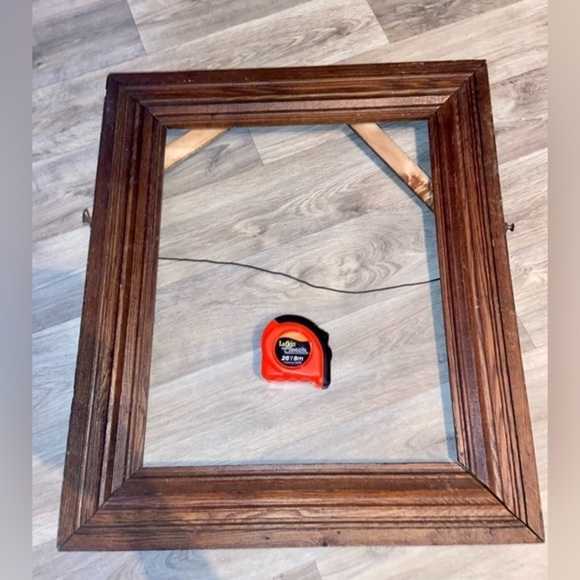 Home Antique Vintage wall mounted‎ metal wire Wood Frame no glass walnut tone - Picture 11 of 16